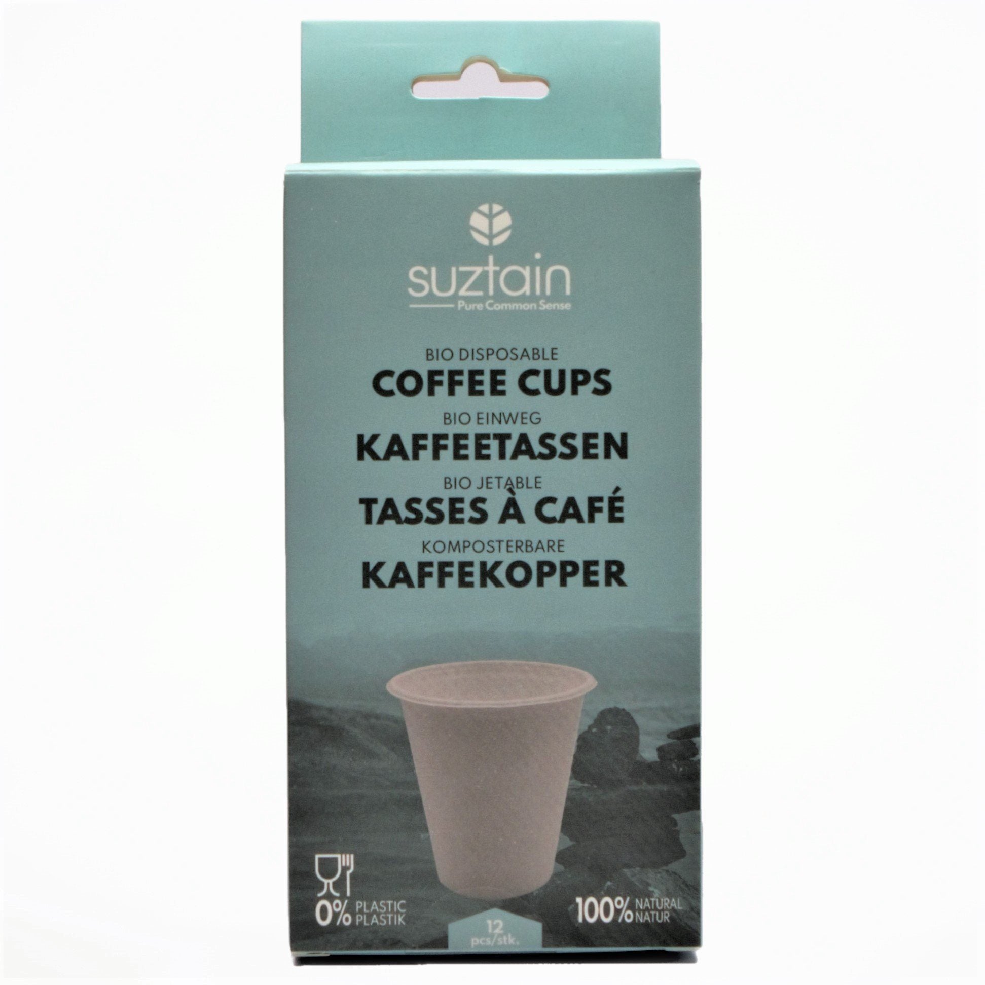 Billede af Suztain - Bagasse Kaffekop - Plastfri - 12 Stk/260ml