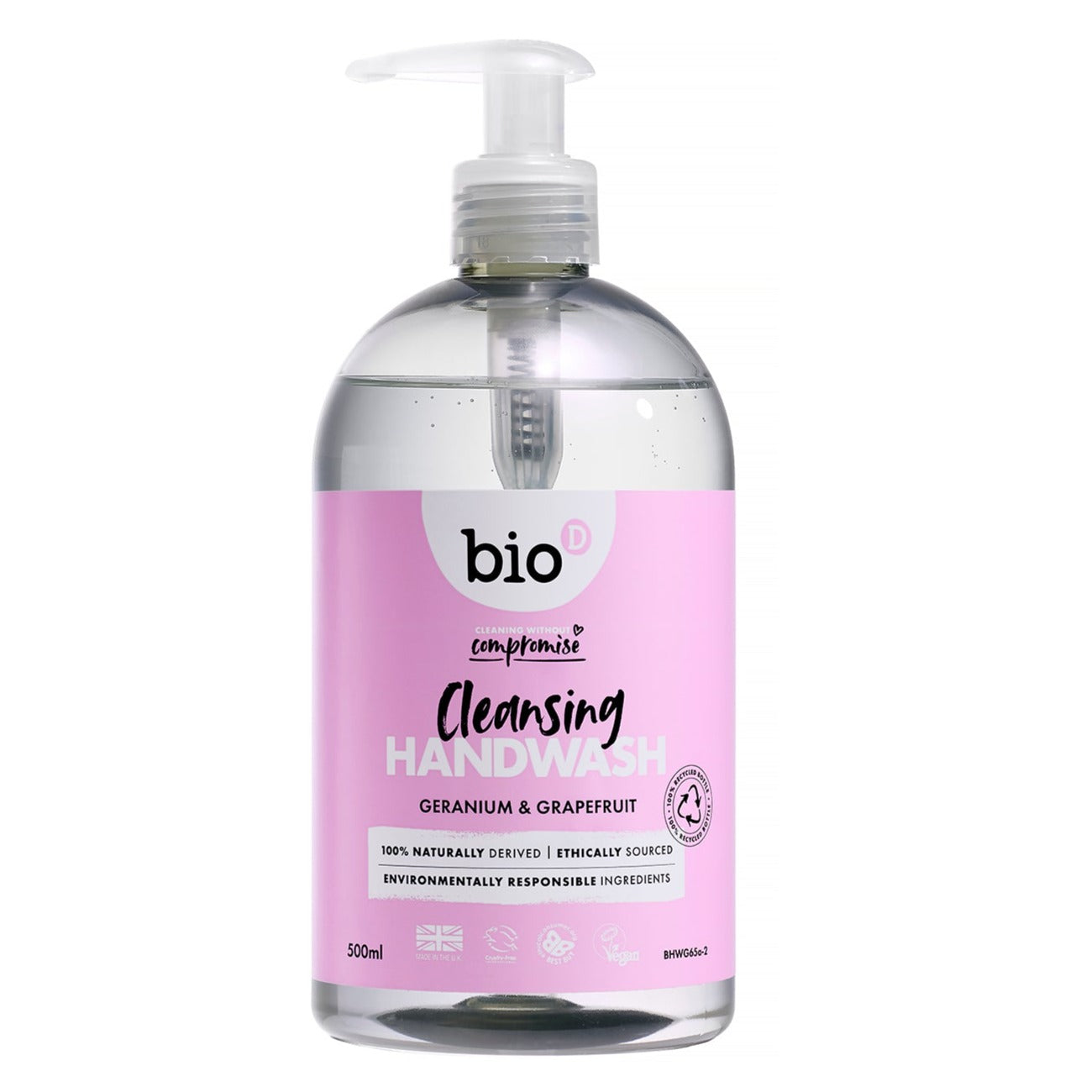 Se Bio-D - Antibakteriel Håndsæbe - Geranium & Grapefrugt Duft - 500 Ml hos Suztain