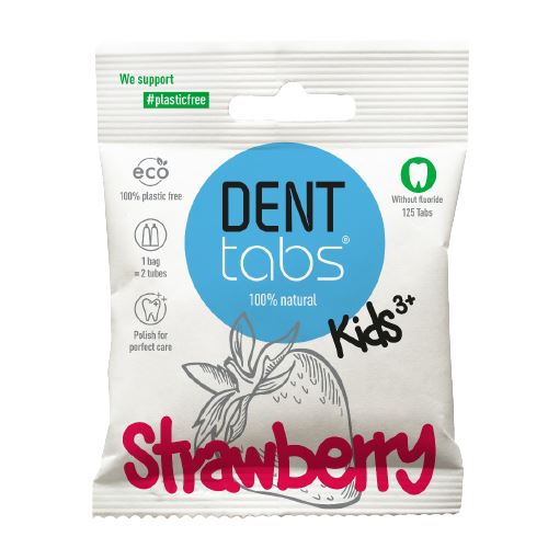 Denttabs - Tandpasta Tabletter Børn Jordbær 125 Stk - U/fluor