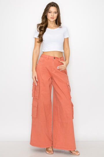 APHT009 Women's High Waisted Black Cargo Pants