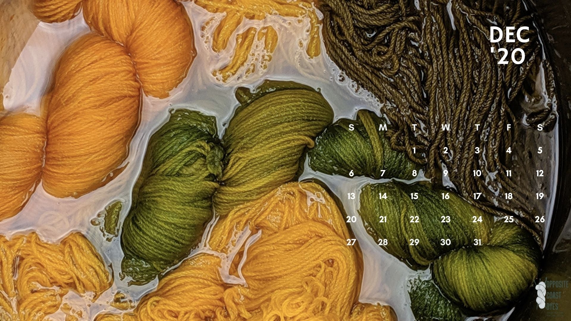 December 2020 Yarn calendar