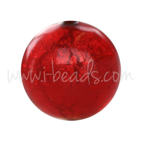 Murano bead round red and gold 12mm (1)