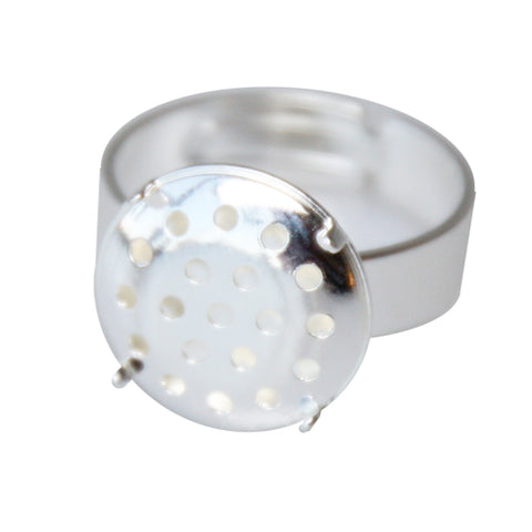 Bague ajustable en métal, 18mm, bouton-pression, bijoux DIY, NF5231