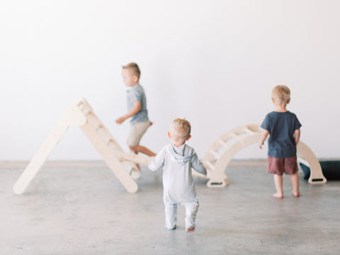 children on climbing gym