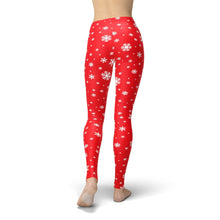 Load image into Gallery viewer, Jean Red Snowflake Leggings - Yaze Jeans
