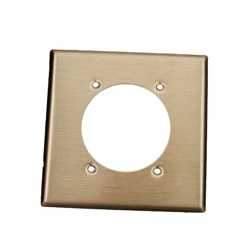 Leviton S701-40 2-Gang Power Receptacle Wallplate, Flush Mount, Standard Size, Device Mount, 302 Stainless Steel