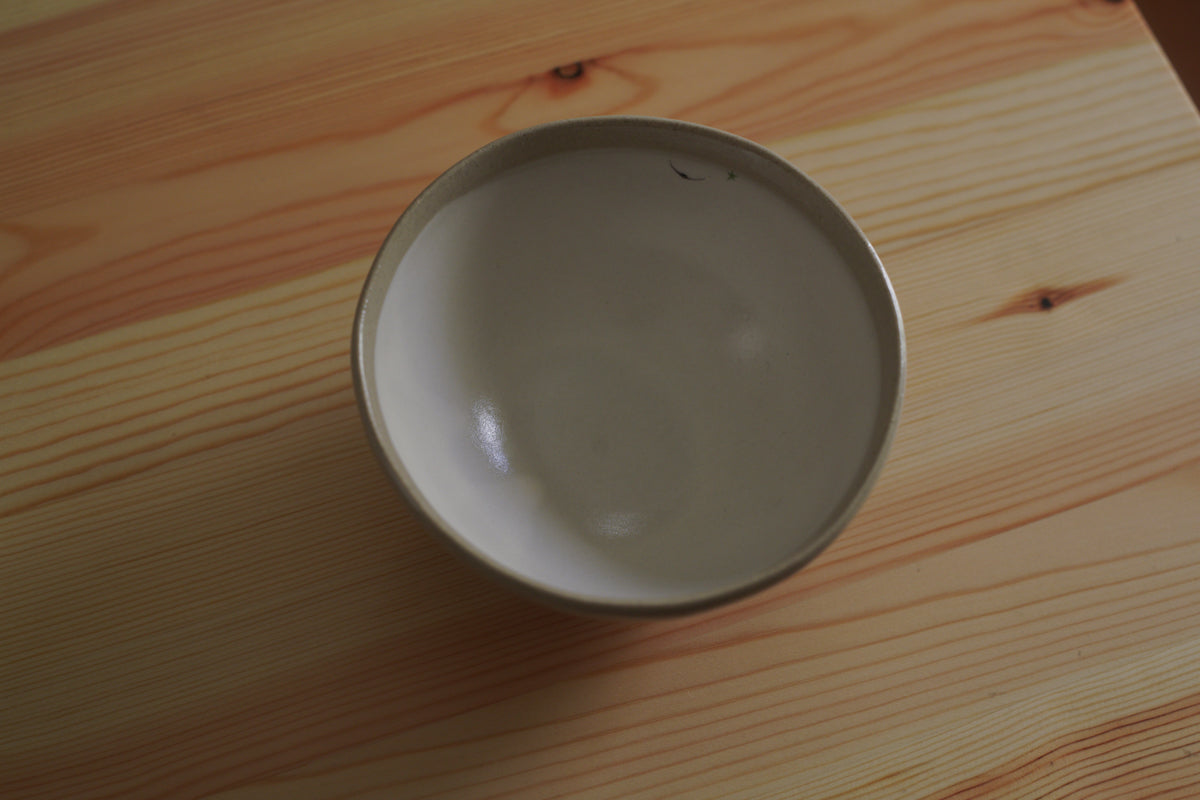 工房kuromiya | 白化粧色絵 ご飯茶碗 家と月