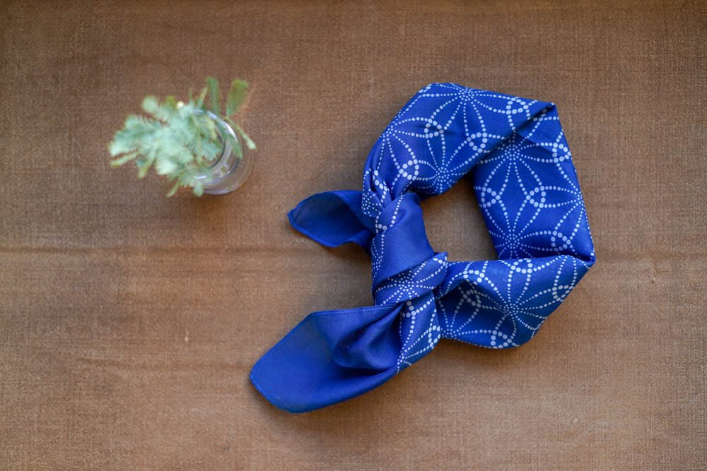 ものあい | 藍染 スカーフ / 麻の葉