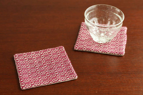 遠藤里枝 - Rocca | 手織り布のコースター flower linen / ボルドー