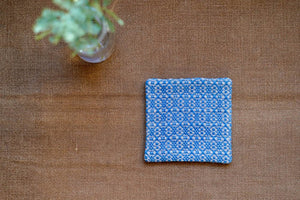遠藤里枝 - Rocca | 手織り布のコースター flower linen / 藍染