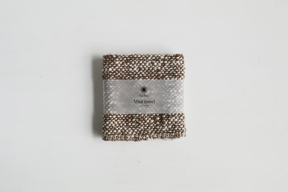 木玉毛織 | ガラ紡のミニタオル / ブラウンシャンブレー