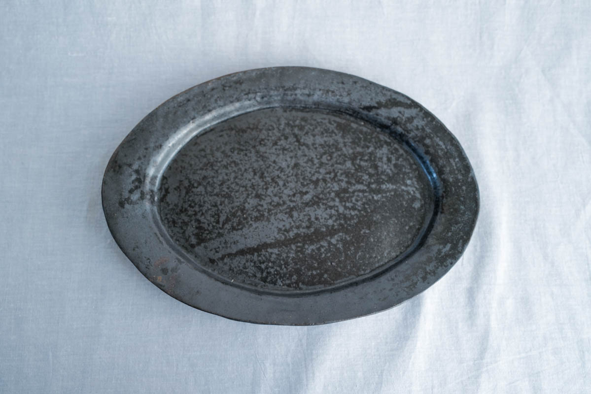 遠藤素子 | 鉄釉 オーバル皿 / M