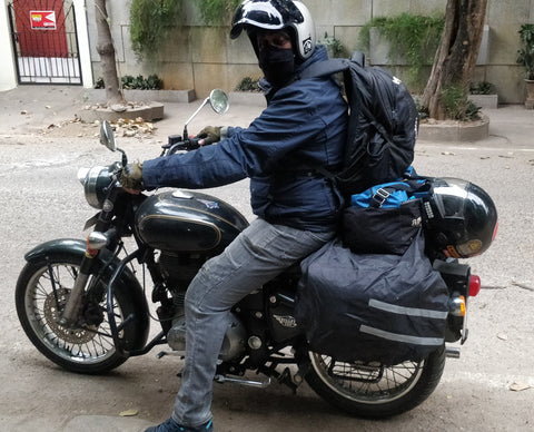 rider with luggage