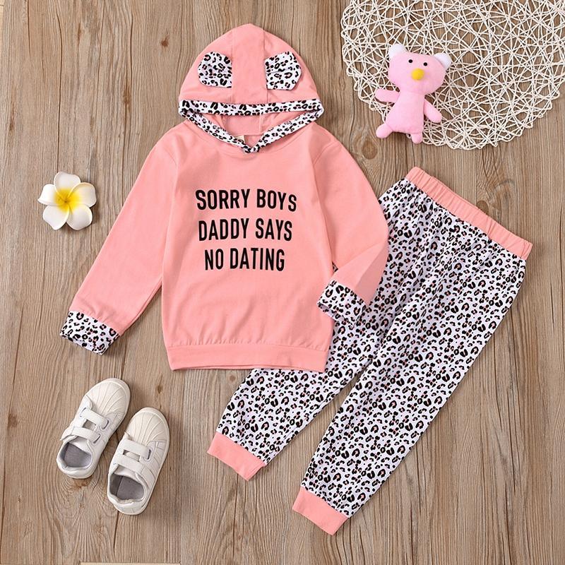 2-piece Letter Pattern Hoodie & Pants for Toddler Girl