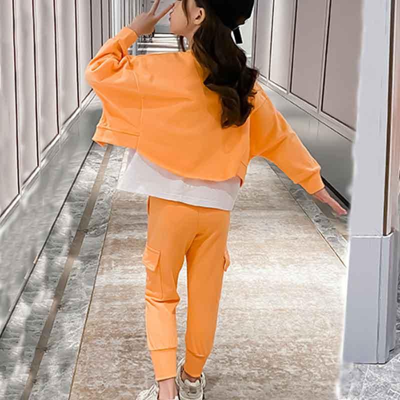 2-piece Color-block Sweatshirts & Pants for Girl