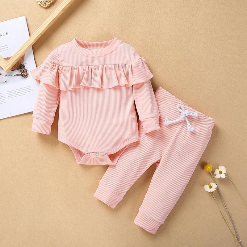 2-piece Solid Bodysuit & Pants for Baby Girl