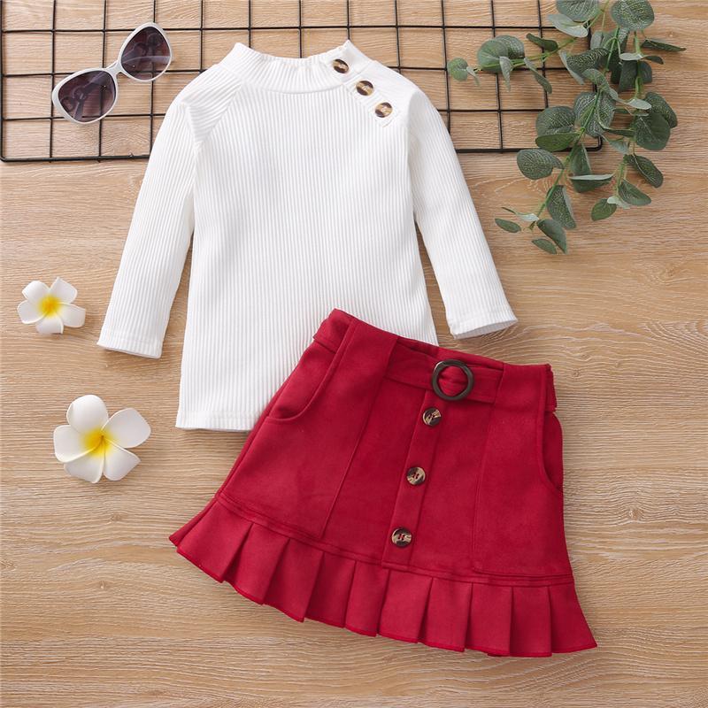 2-Pieces Solid Color Dress Set For Toddler Girls Wholesale Children's Clothing