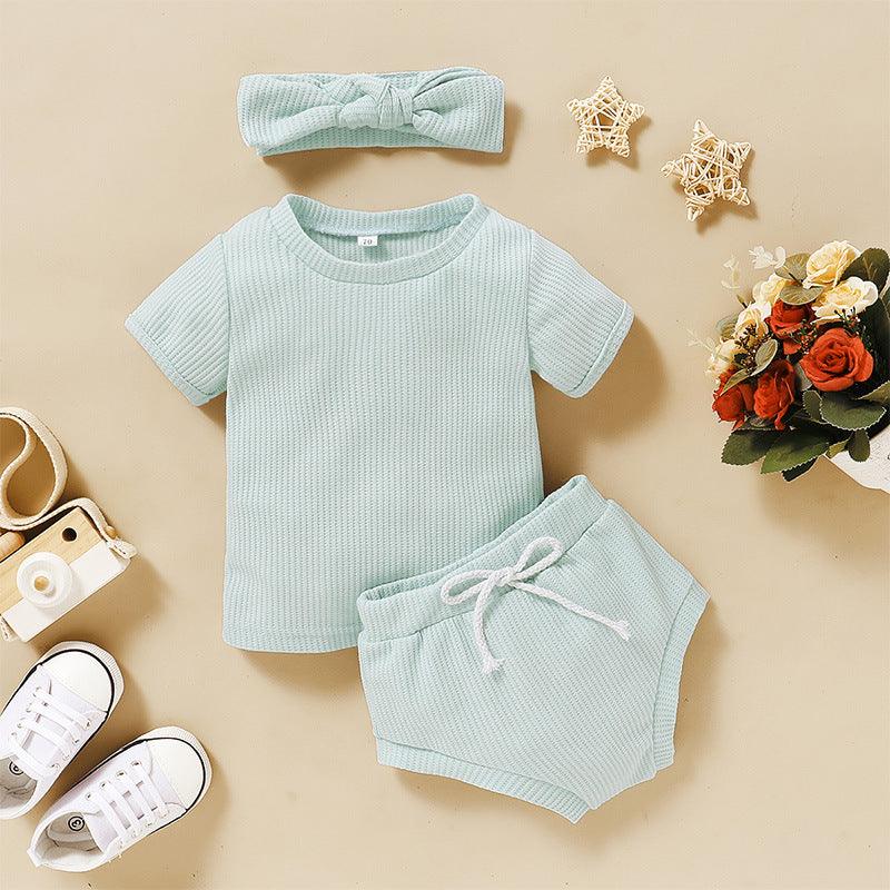 6months-3years Baby Sets Summer Baby Children's Clothing Solid Color Set Wholesale