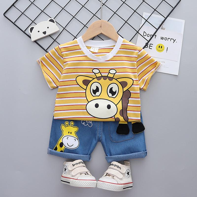 9months-4years Toddler Boy Sets Children's Clothing Two-Piece Suits Giraffe Design Summer Clothes