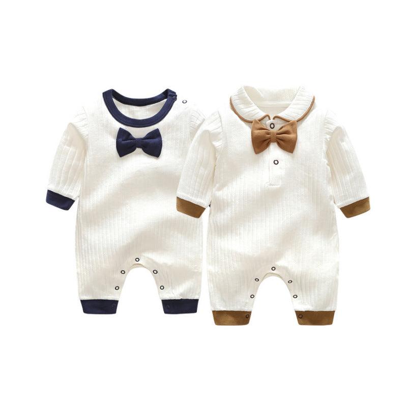 Baby Boys Solid Color Cotton Cute Gentleman Long Sleeved Jumpsuit