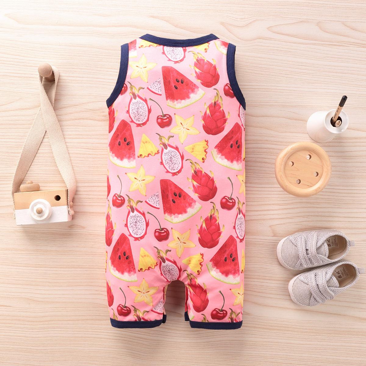 Baby fruit print sleeveless Jumpsuit