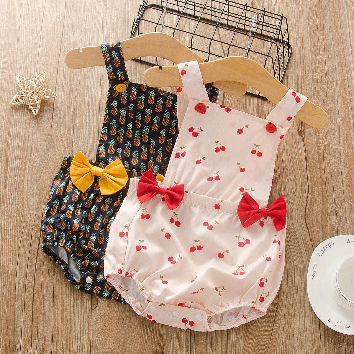 baby girls fruit print bow one piece