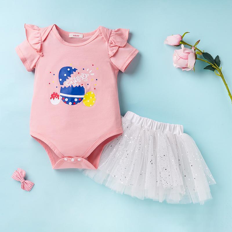 Baby Girl Easter Egg Bodysuit & Mesh Tutu Skirt