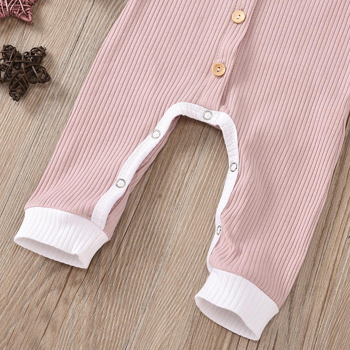 Baby Boys Girls Knitted Striped Solid One-piece Suit Hat Two-piece Set