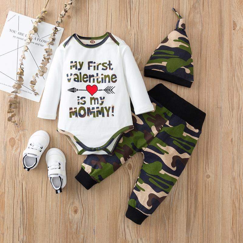 3-piece Romper & Hat & Camouflage Pants for Baby