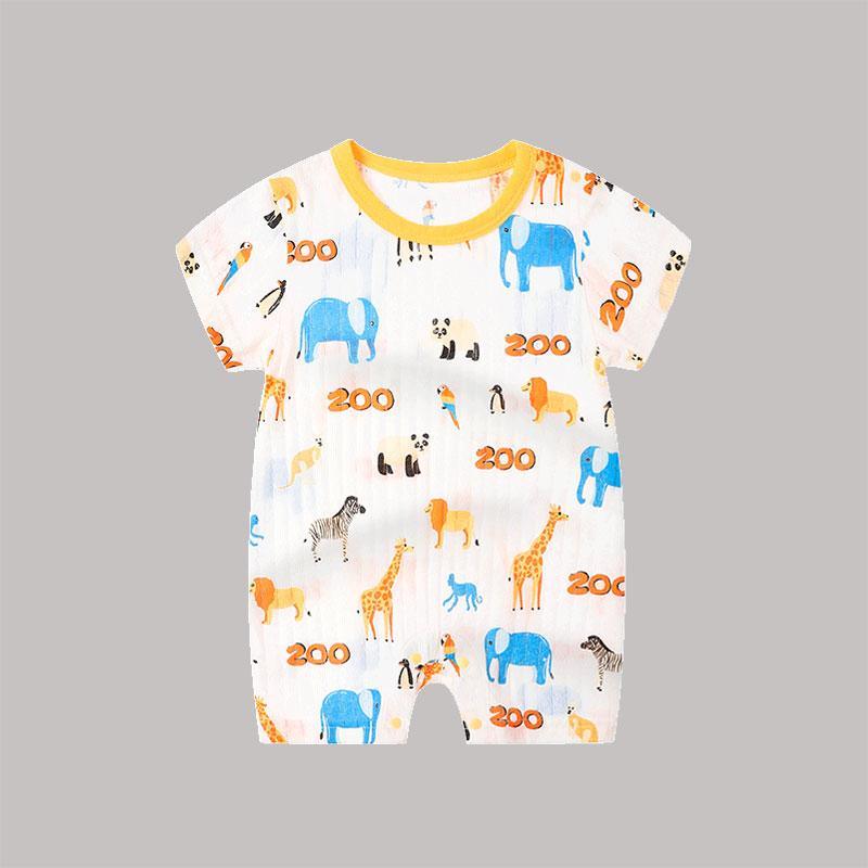 Baby Boy Cartoon Animal Print Romper