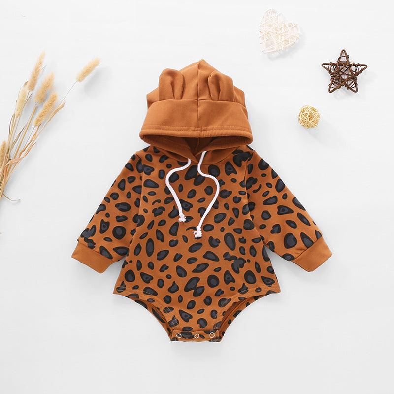 Baby Boys Girls Leopard Hoodie Long Sleeve Jumpsuit