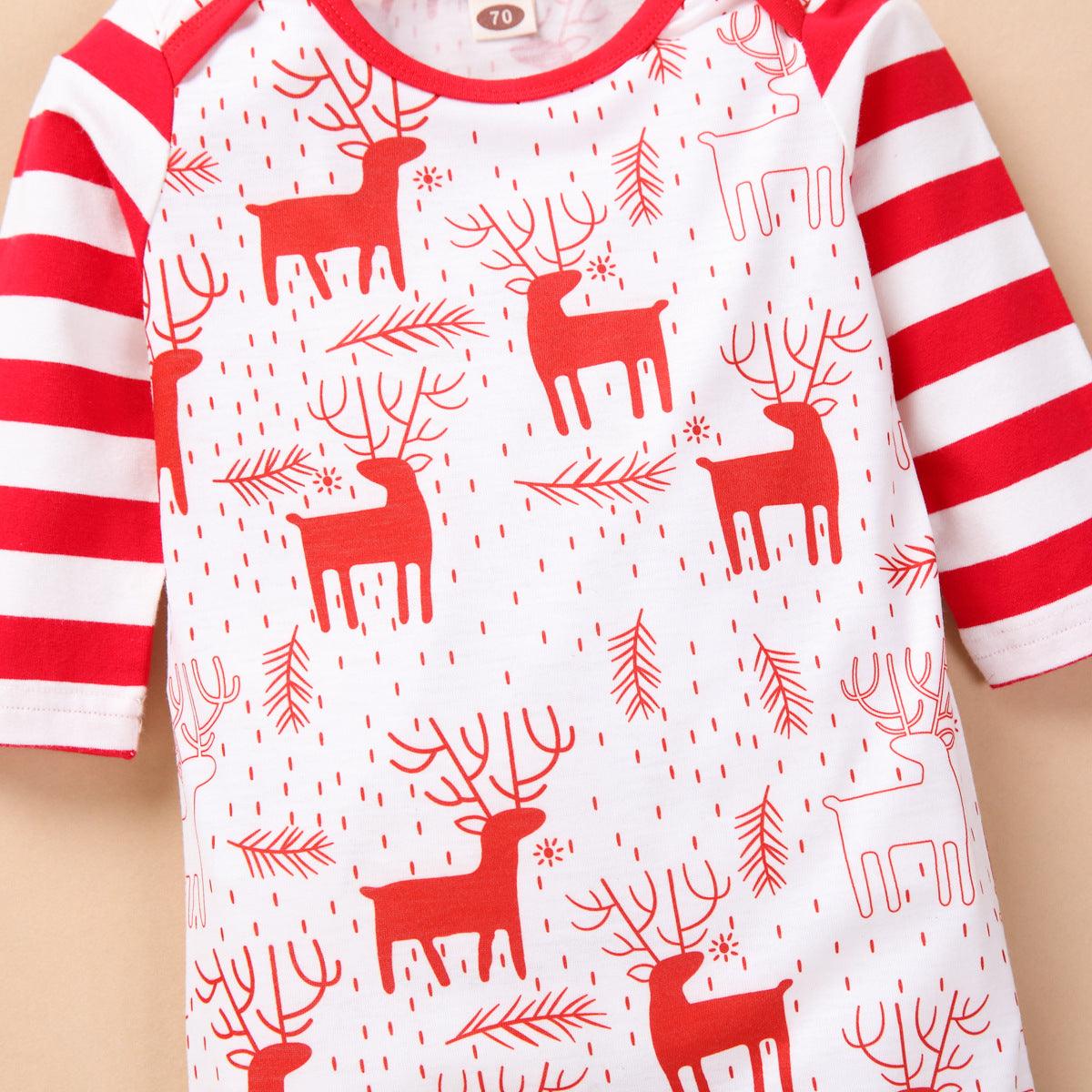 Baby Boys Christmas Deer Printed Romper Baby Clothing Wholesale