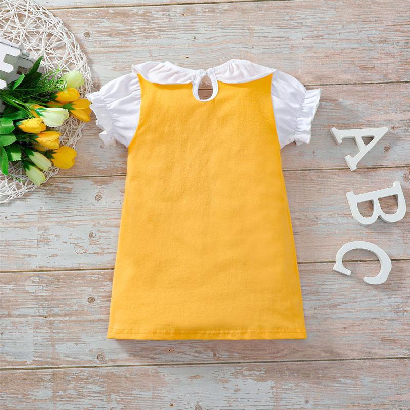 Baby Girl Ruffle Collar Bowknot Decor Dress