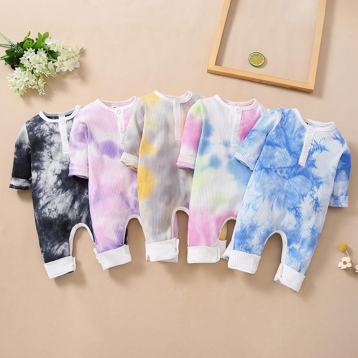 Baby Boys Girls Tie Dyed Long Sleeve Jumpsuit