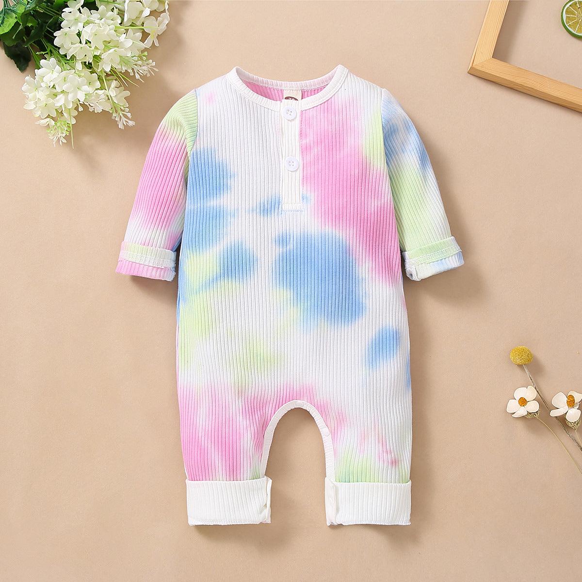 Baby Boys Girls Tie Dyed Long Sleeve Jumpsuit