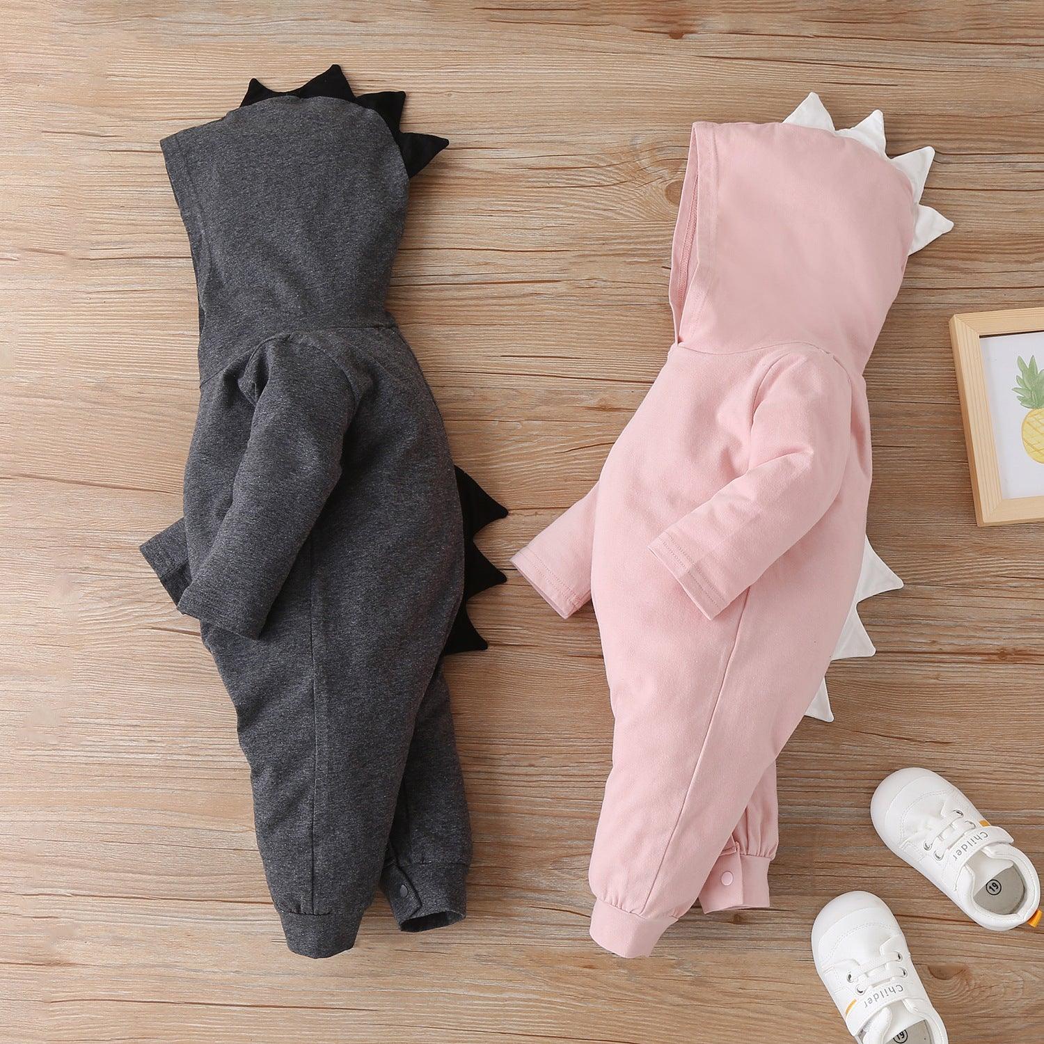 Baby Boys Girl Solid Cartoon Monster Shape Long Sleeve Hoodie Jumpsuit