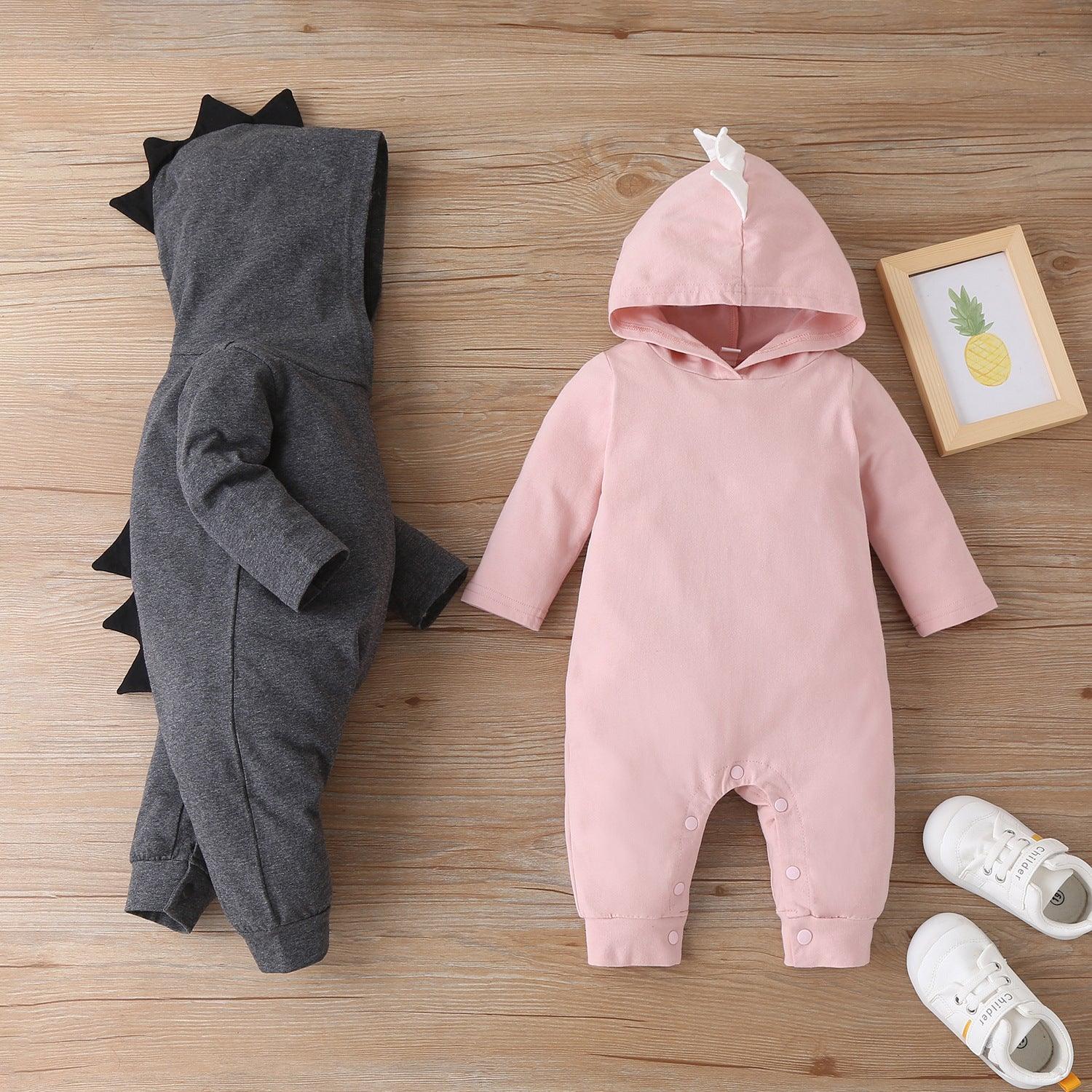 Baby Boys Girl Solid Cartoon Monster Shape Long Sleeve Hoodie Jumpsuit