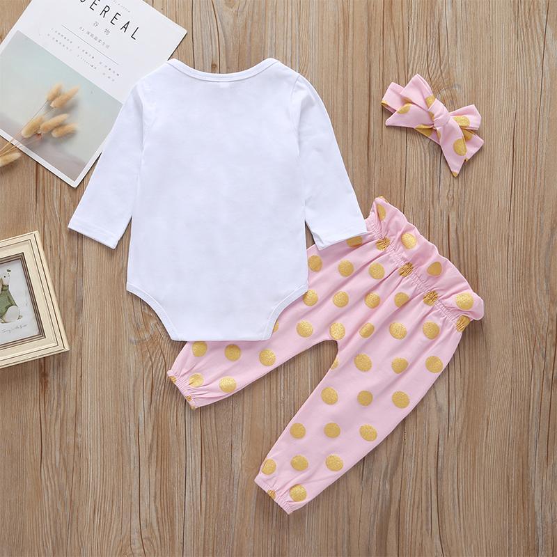 3-piece Letter Pattern Bodysuit & Pants & Headband for Baby Girl Wholesale children's clothing