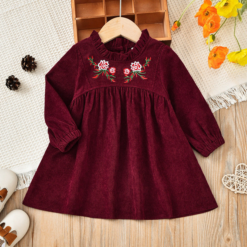 Baby Kid Girls Flower Embroidered Dresses - PrettyKid