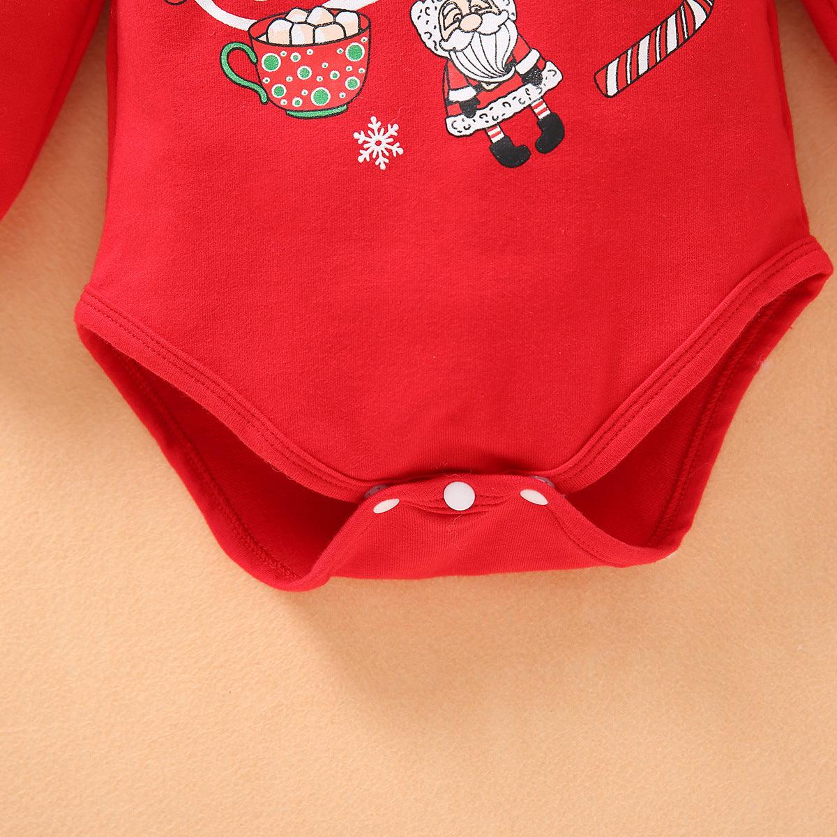 Baby Girls Christmas Elk Print Hoodie  Jumpsuit Pants Two Piece Set