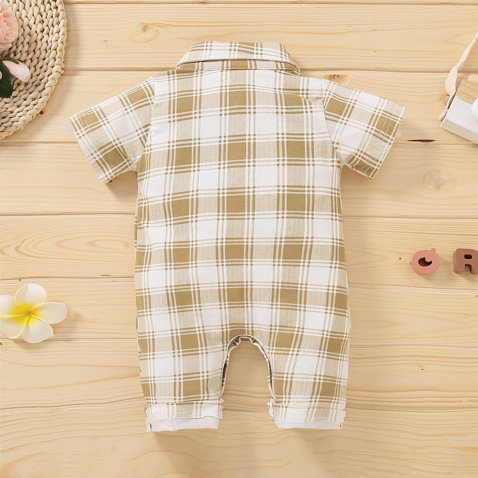 Baby Boys Polo Neck Plaid One Piece