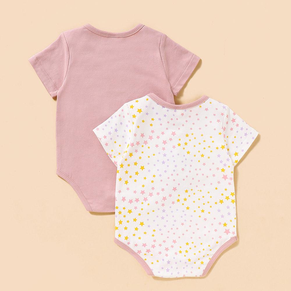 Baby Girls 2PCS Rabbit Star Printed Short Sleeve Rompers Baby Romper Wholesale