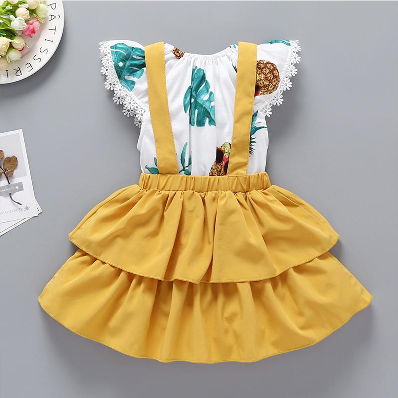 Baby Girls Fruit Allover Print Top & Layered Suspender Skirt