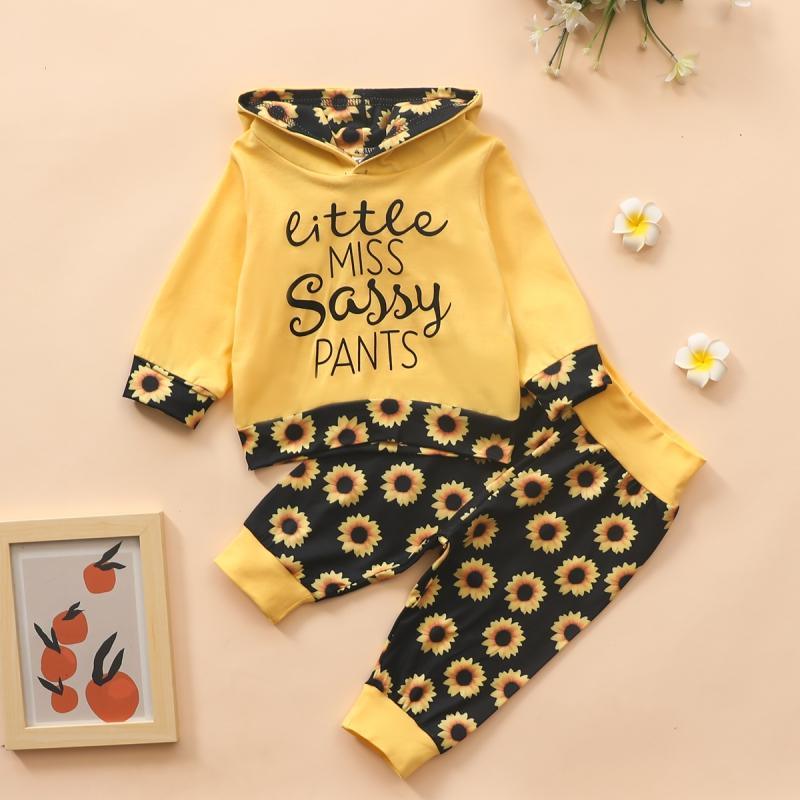 2-piece Hoodie & Sunflower Pattern Pants for Baby Girl