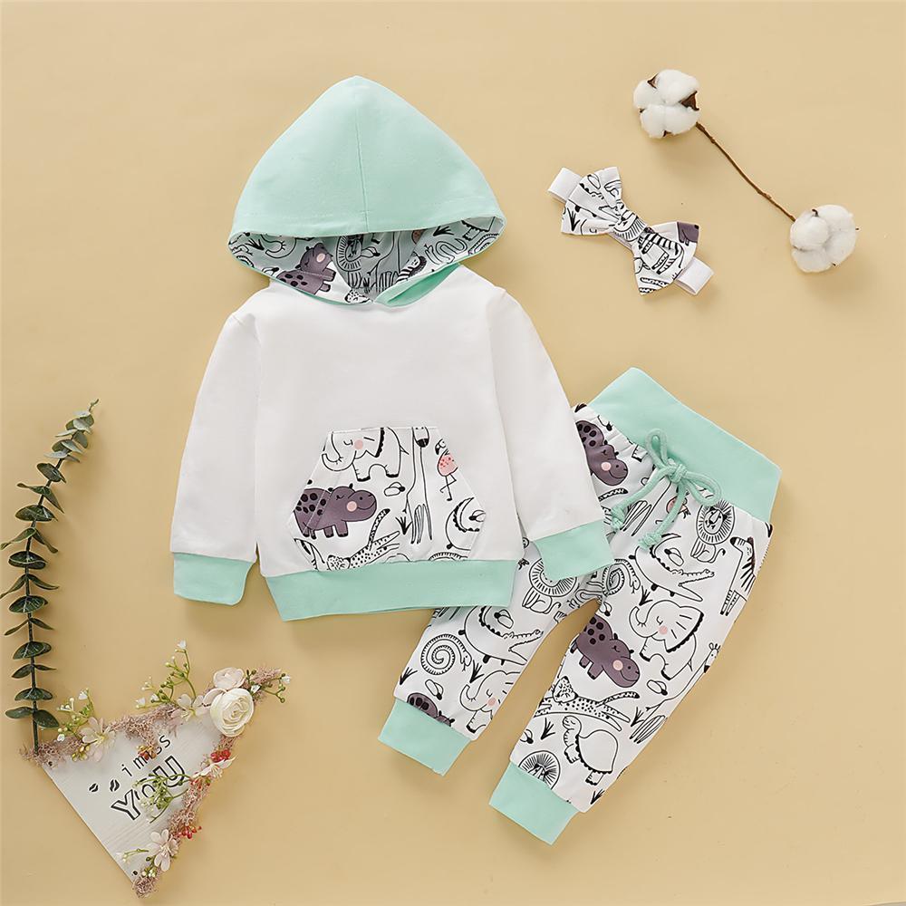 Baby Girls 3-Piece Cartoon Hooded Tracksuit Baby Clothes Wholesale Bulk