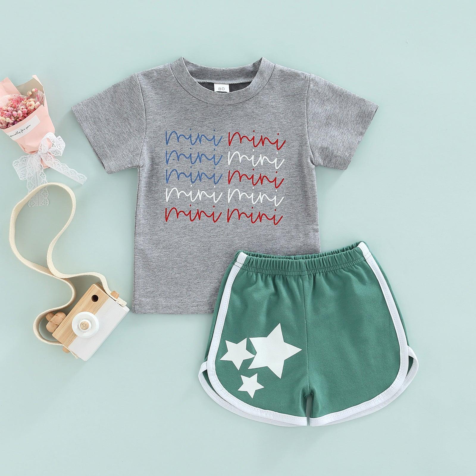 9M-4Y Independence Day Star Toddler Boys Sets T-Shirts & Shorts Wholesale Boys Clothes