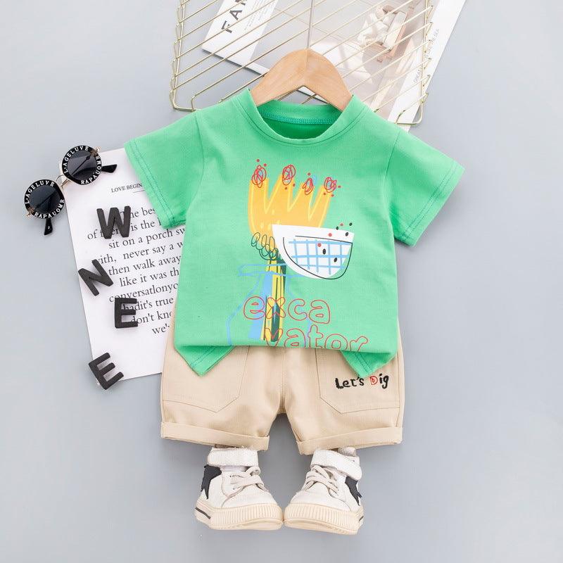 Baby Boy Lettering & Graffiti Print T-Shirt And Shorts Baby Boy Clothing Sets