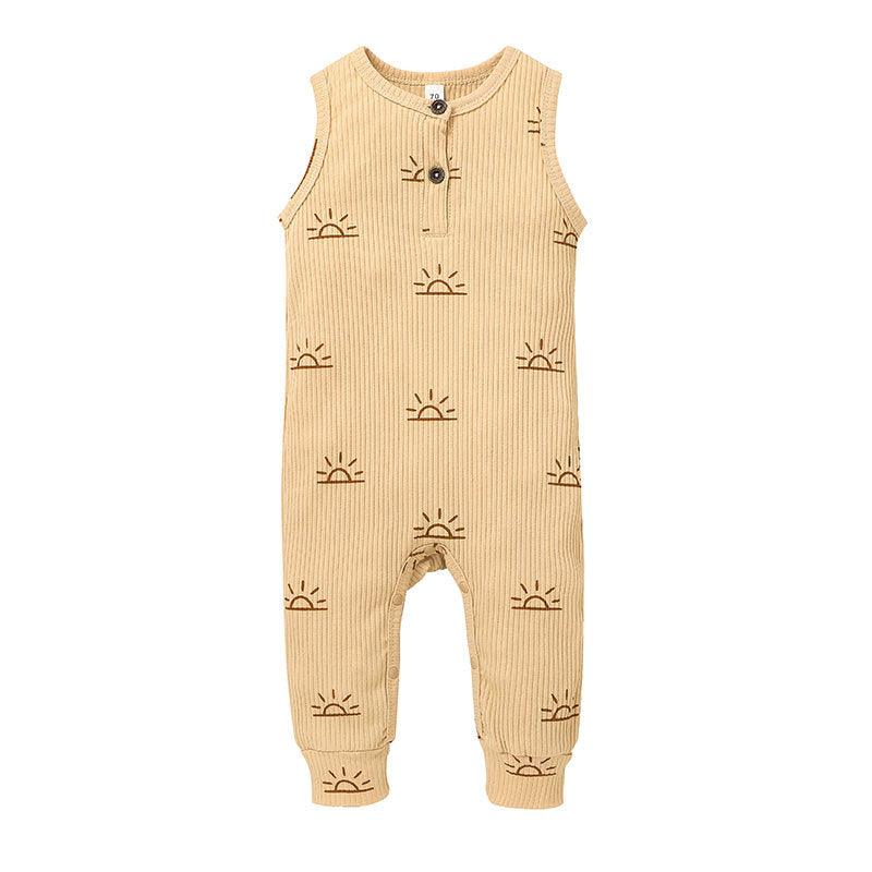 Baby Boy Sleeveless Printed Ribbed Bodysuitbaby Sleeveless Jumpsuit