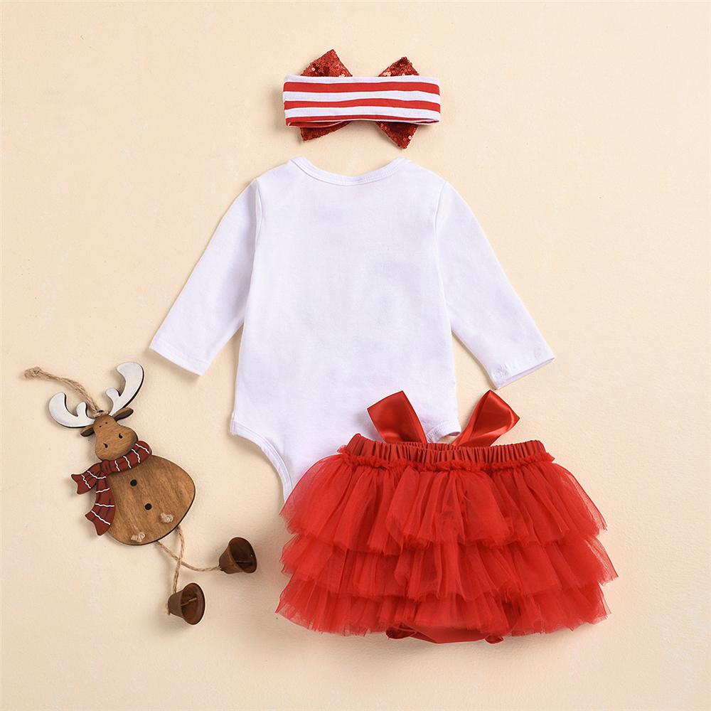 Baby Girls 3 PCS Letter Printed Romper & Tulle Skirt Wholesale Baby