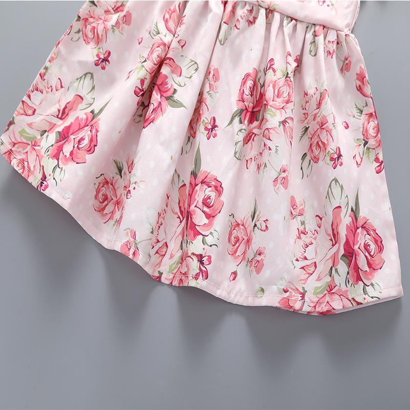 Baby Girl Ruffled Flower Print Suspender Dress